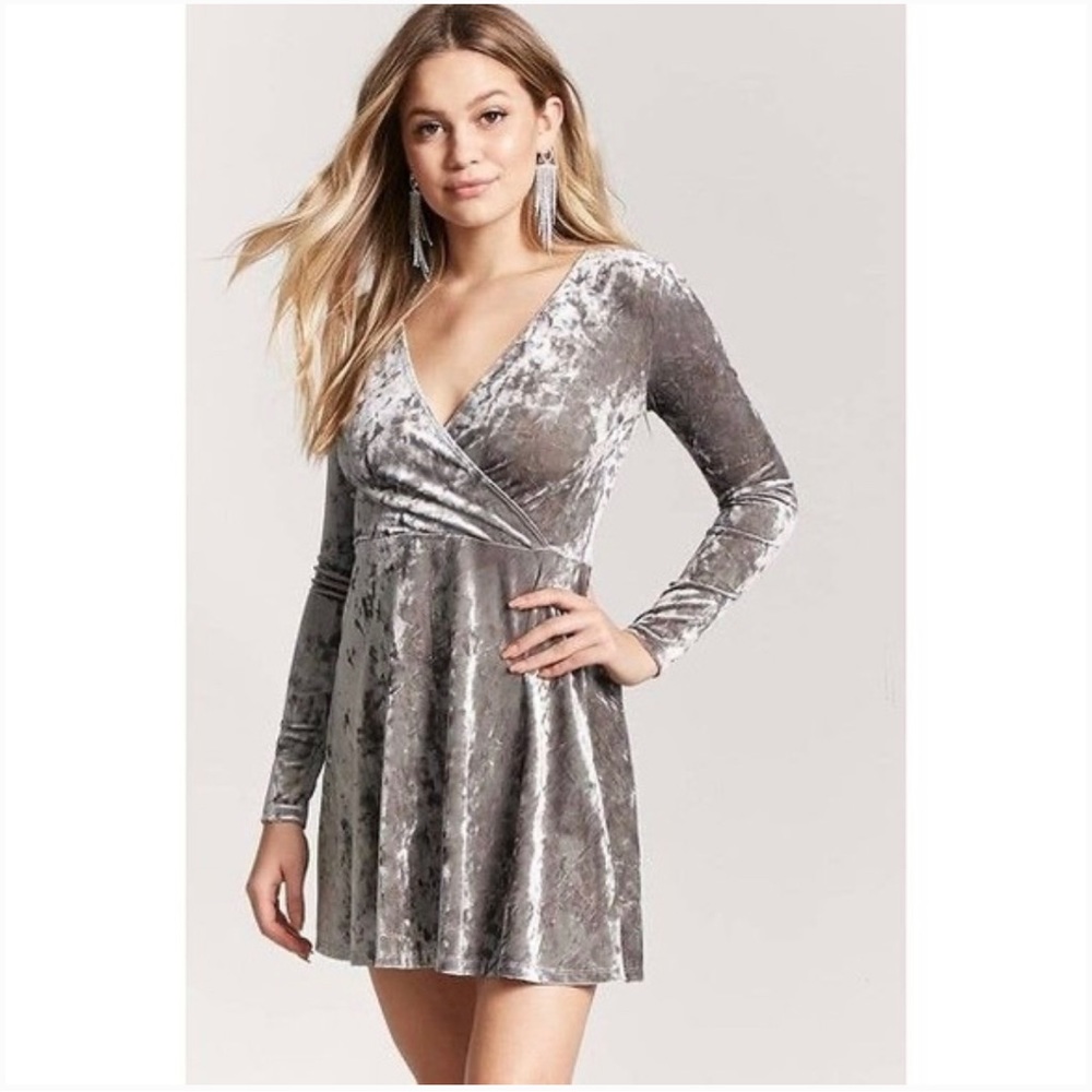 Forever 21 Silver Velvet Cross Top Dress